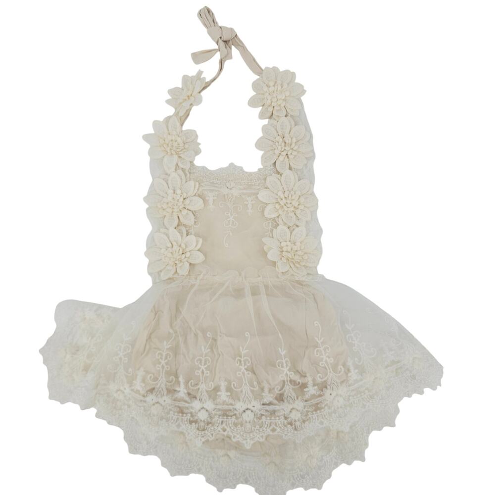 Baby Girl Summer Floral Lace Romper Tulle Bodysuit Birthday Tutu US 2T NWOT